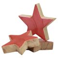 Floristik24 Decoración de estrellas de madera Decoración navideña estrellas rosa brillo Ø5cm 8ud