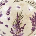 Floristik24 Bola de cerámica pequeña lavanda decoración cerámica violeta crema Ø9,5cm