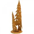 Floristik24 Linterna árboles de Navidad, decoración de metal patinado, Navidad AL46cm AN25,5cm