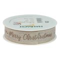 Floristik24 Cinta navideña Feliz Navidad cinta de lino marrón 25mm 15m