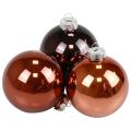 Floristik24 Bolas navideñas vidrio marrón mezcla bolas de árbol brillante Ø7,5cm 12ud
