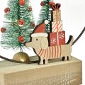 Floristik24 Anillo decorativo madera metal Navidad con perro Ø21cm H25cm