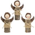 Floristik24 Ángel con rizos decoración de madera Navidad natural H15cm 3ud