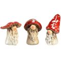 Floristik24 Set de 6 figuras de gnomos de cuento de hadas - rojo con puntos blancos, 7,5 cm - decoración mágica para el jardín y el hogar