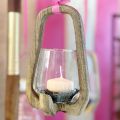 Floristik24 Farol de madera y cristal para decoración de salón Ø12cm H20cm