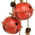 Floristik24 Colgador de campanas campanas navideñas rojas 28 cm juego de 2