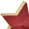 Floristik24 Estrellas de nochebuena de madera estriadas rojo natural 11cm 3ud