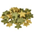 Floristik24 Estrellas decorativas dispersas verdes y doradas con purpurina decoración de mesa Navidad 4/5cm 40 piezas